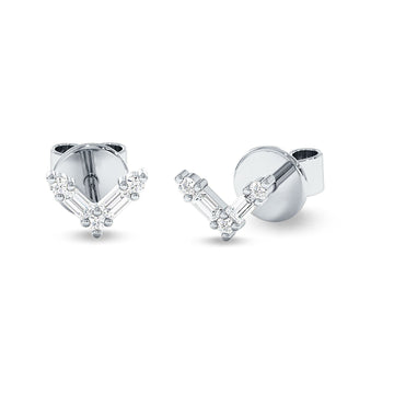V Shaped Chevron Stud Earring Cubic Zirconia 925 Sterling Silver Wholesale